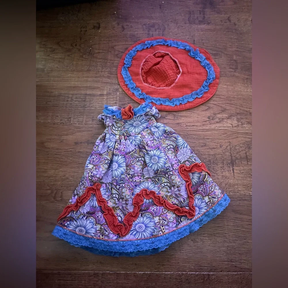Vintage western look dress & hat for American Girl or 18 inch dolls